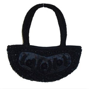 Top handle hand bags from beads and sequins